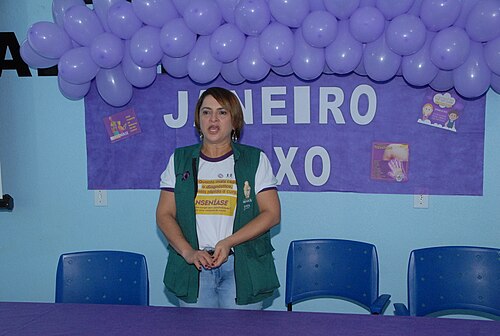 Palestra de campanha de conscientização sobre hanseníase