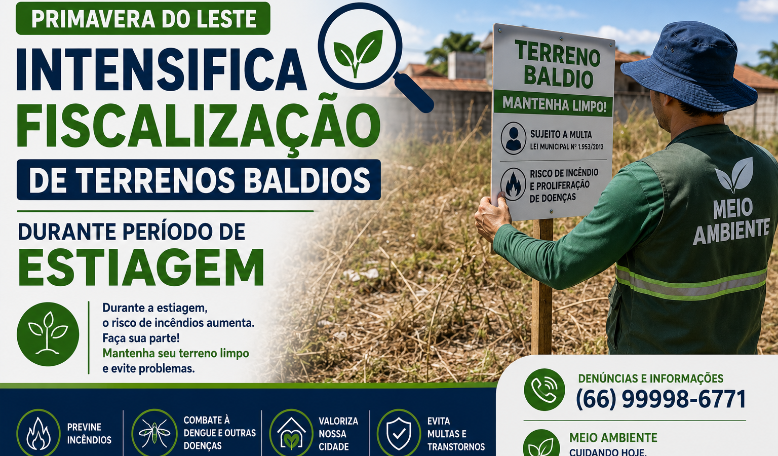 Primavera do Leste notifica 1.582 donos de terrenos baldios e aplica 162 multas na estiagem
