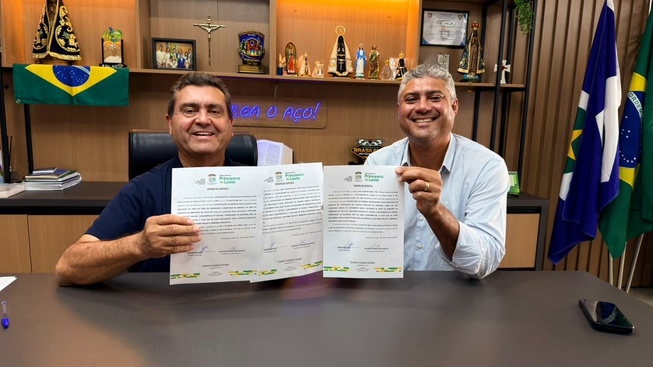 Primavera do Leste assina três ordens de serviço e libera R$ 4,55 milhões em drenagem e no cemitério