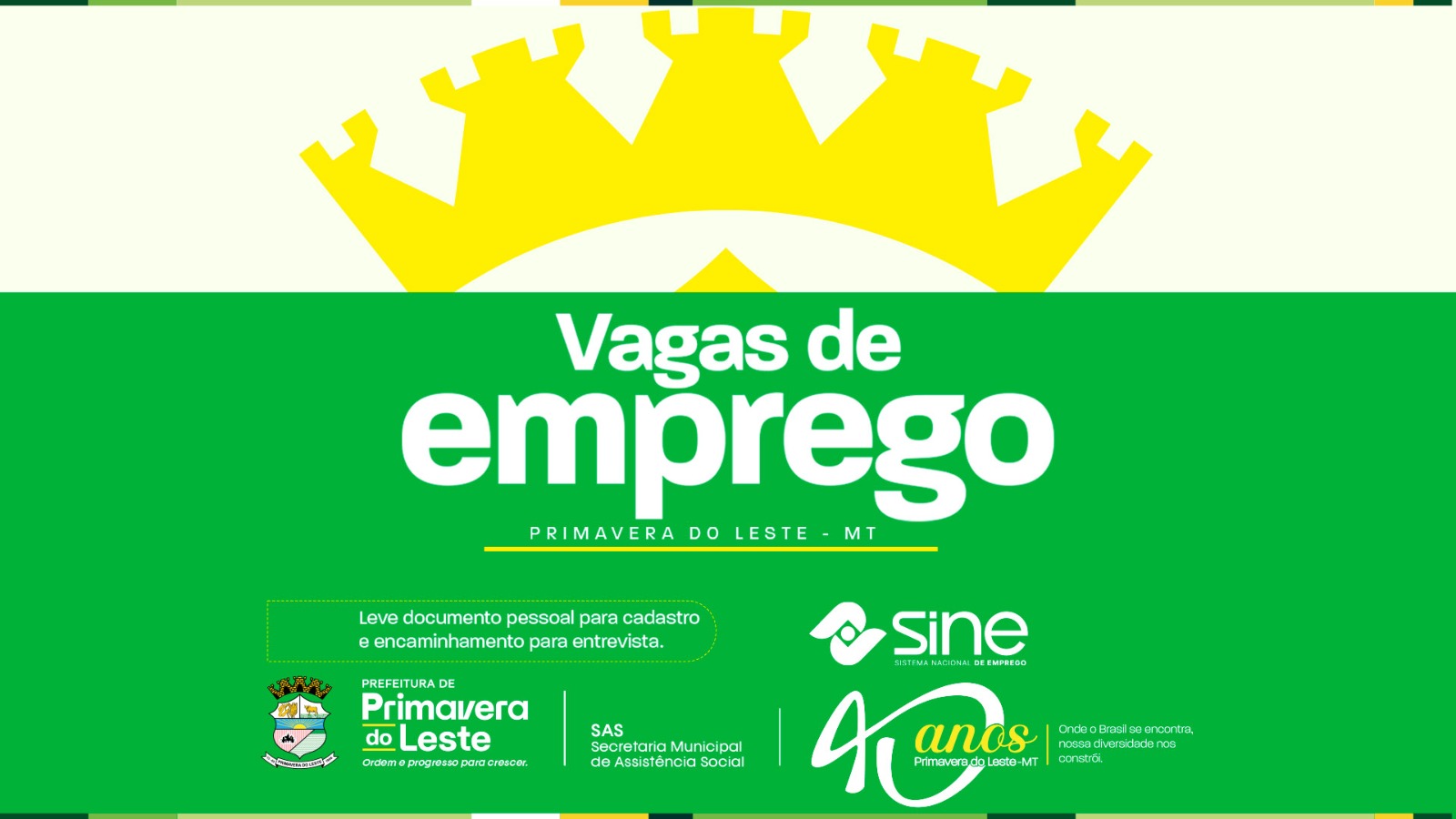 Sine de Primavera do Leste abre a semana com 250 vagas de emprego, 14 exclusivas para pessoas com deficiência