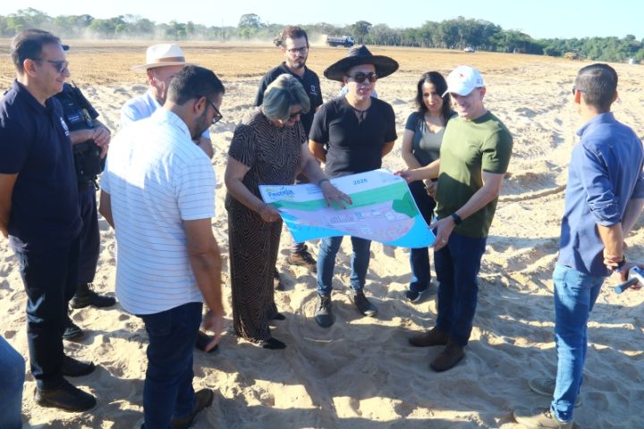 Prefeitura faz visita técnica à Praia do Cortado e inicia montagem da estrutura do Festeja Sinop 2026
