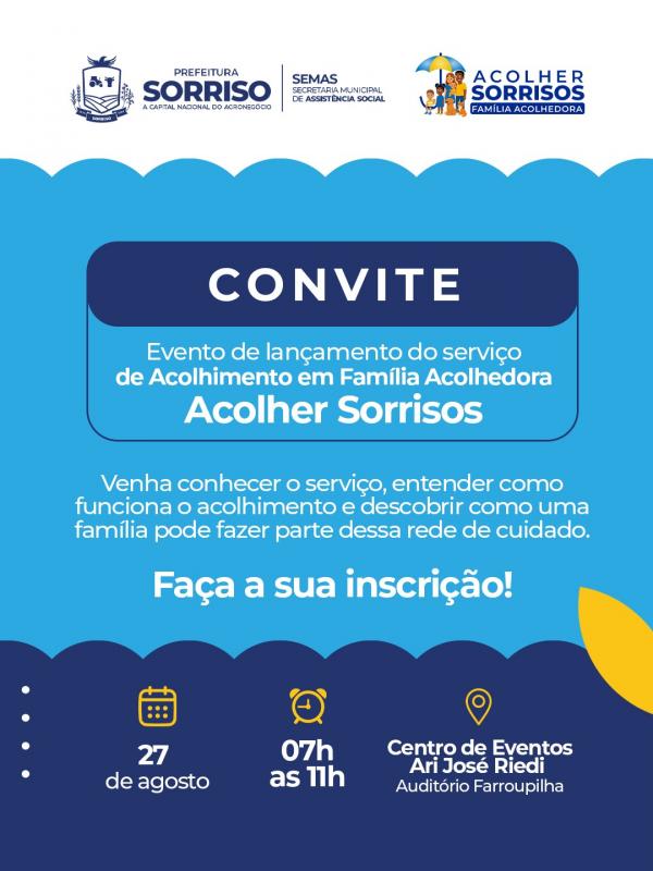 Sorriso lança o “Acolher Sorrisos” na quinta; famílias que acolherem receberão 20 VRFs por mês