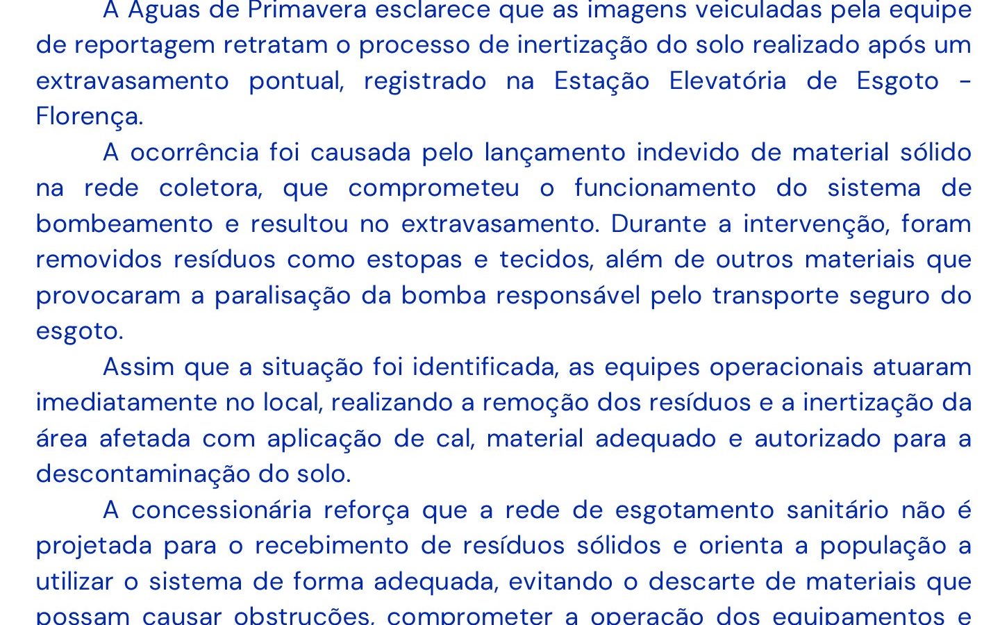 Primavera do Leste vai notificar concessionária após duas ocorrências com estações elevatórias de esgoto