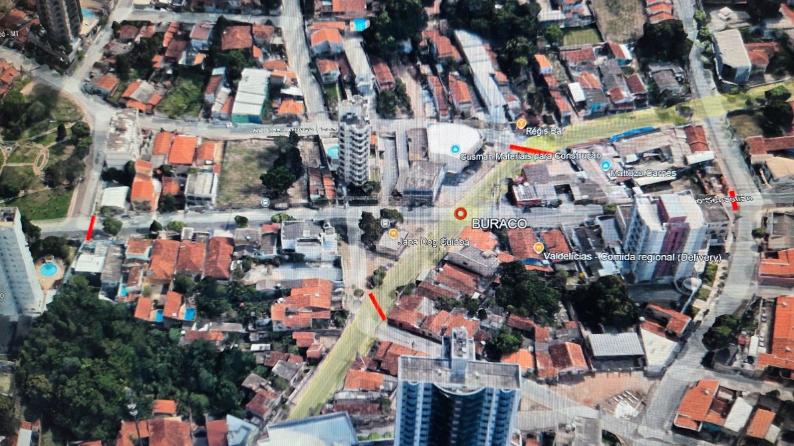 Cruzamento da São Sebastião com Afonso Pena, em Cuiabá, fecha nesta sexta às 8h, sem prazo de reabertura.
