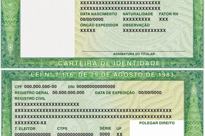 Imagem ilustrativa: Novo modelo da carteira de identidade brasileira - 2019 - Versão em Papel moeda
