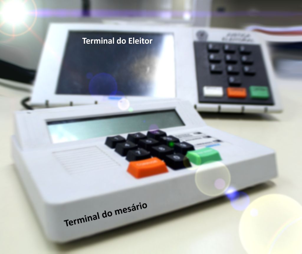Terminal do mesário e terminal do eleitor.